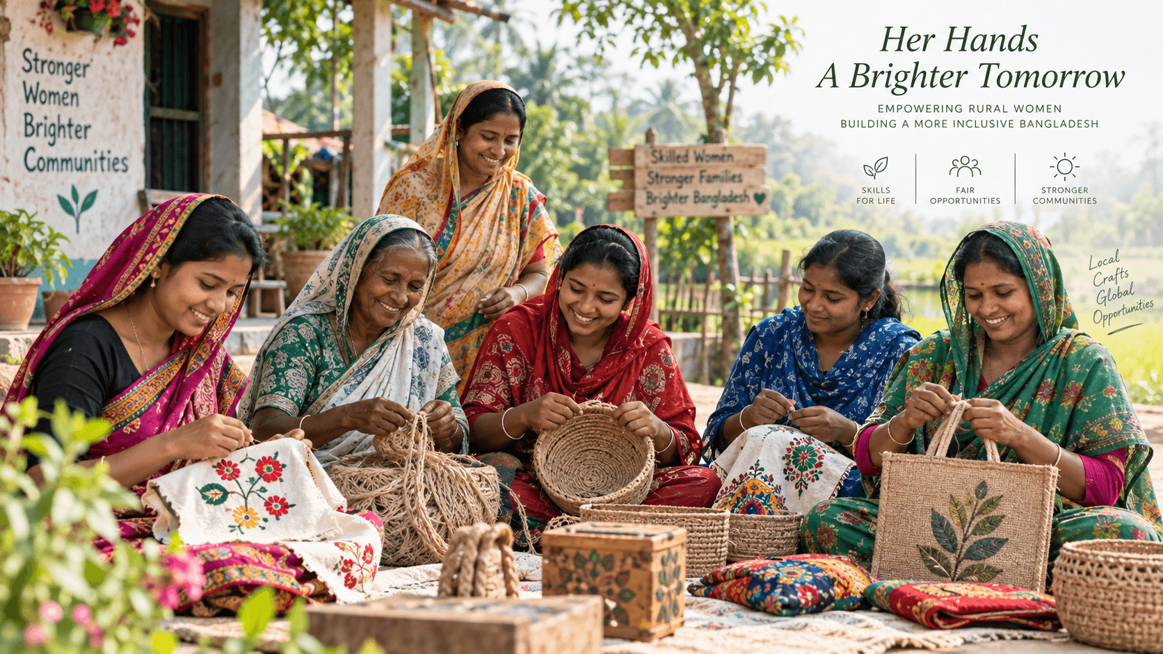 Rural woman artisan crafting handmade products in Bangladesh